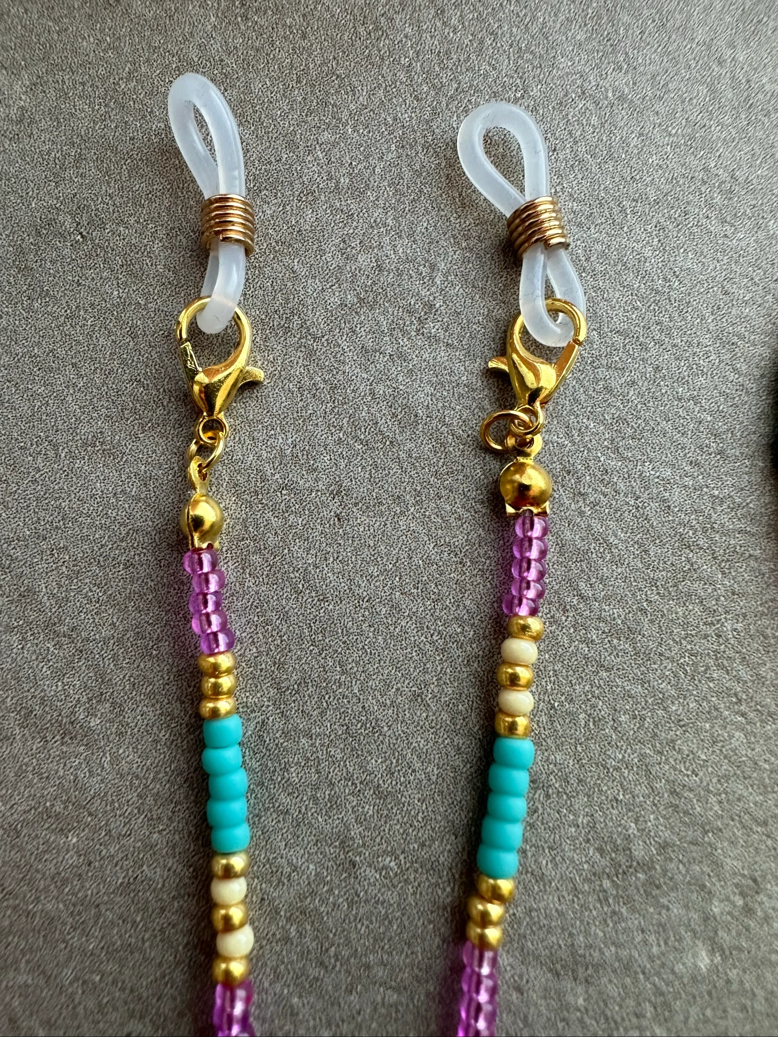 Eyeglass strap pink, turquoise, cream and gold – photo 2